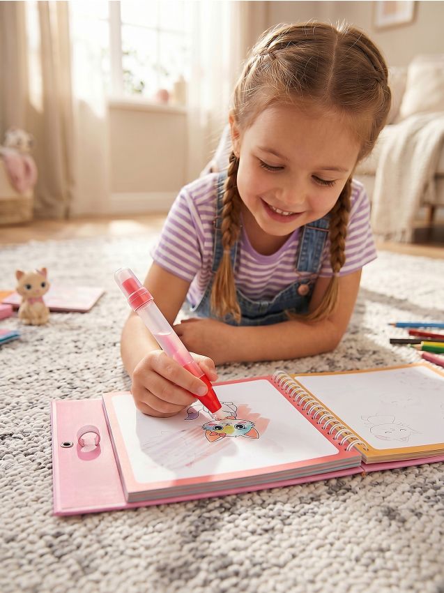 Sinsay - Caiet de colorat cu apă cu marker cu model de pisici - roz-pastel