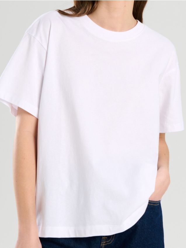 Sinsay - Basic bavlnené tričko - biela