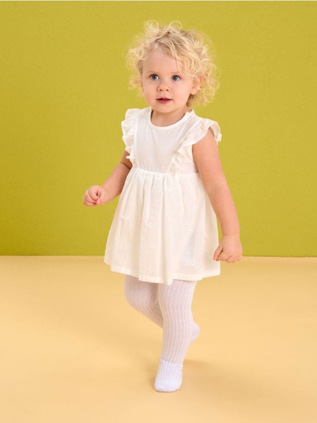 Sinsay - Rochie body din țesătură brodată - alb