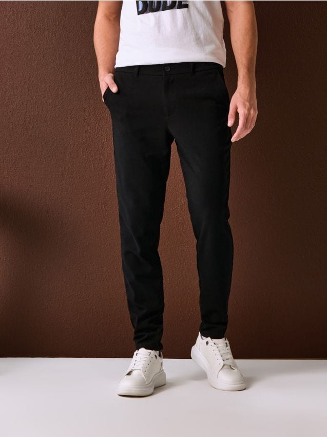 Sinsay - Spodnie chino - czarny