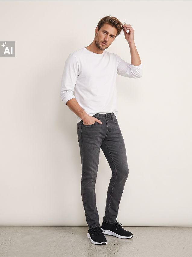 Sinsay - Blugi skinny cu efect de prespălare - gri