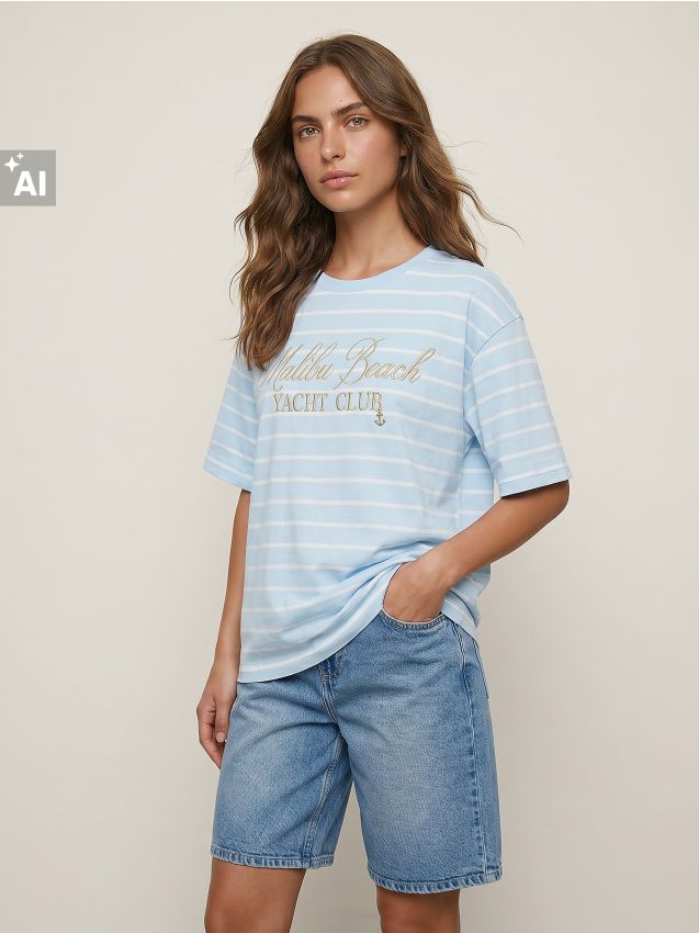 Sinsay - Tricou din bumbac cu text brodat - multicolor