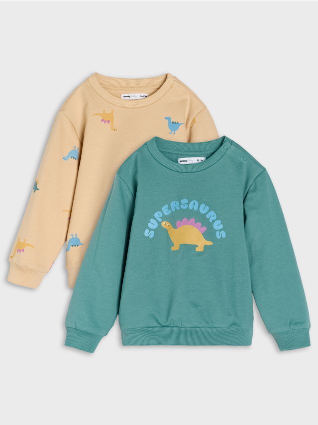 Sinsay - Hanorac crewneck 2 pack - albastru-verzui