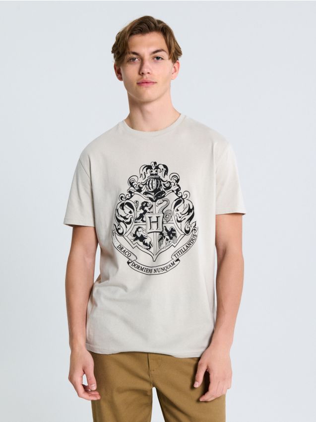 Sinsay - Koszulka z nadrukiem Harry Potter - kremowy