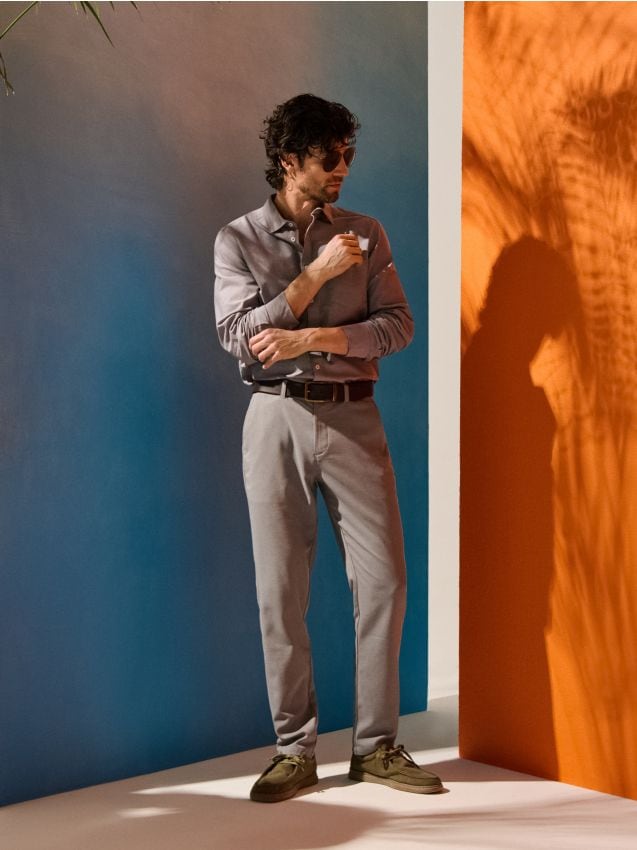 Sinsay - Pantaloni chino slim - gri deschis