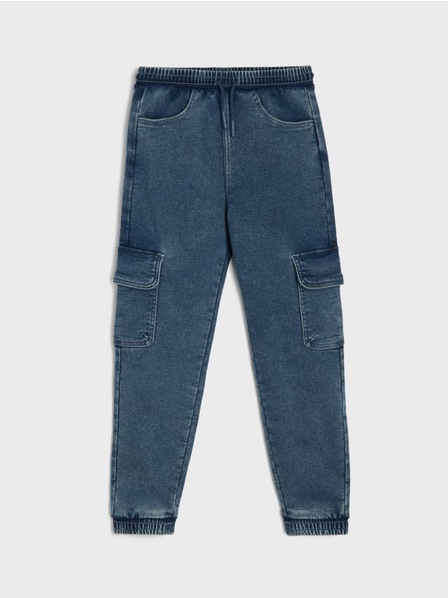 Sinsay - Jeansy jogger cargo - niebieski