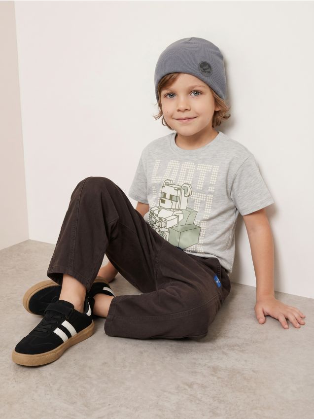 Sinsay - Tricou din bumbac cu imprimeu gaming - gri deschis