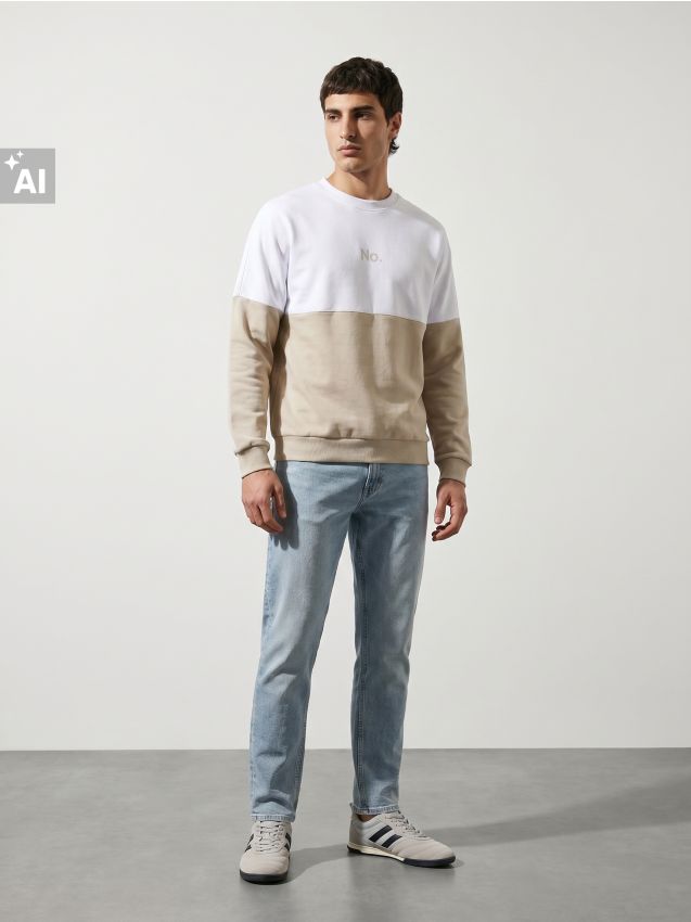 Sinsay - Blugi regular fit cu efect de prespălare - albastru