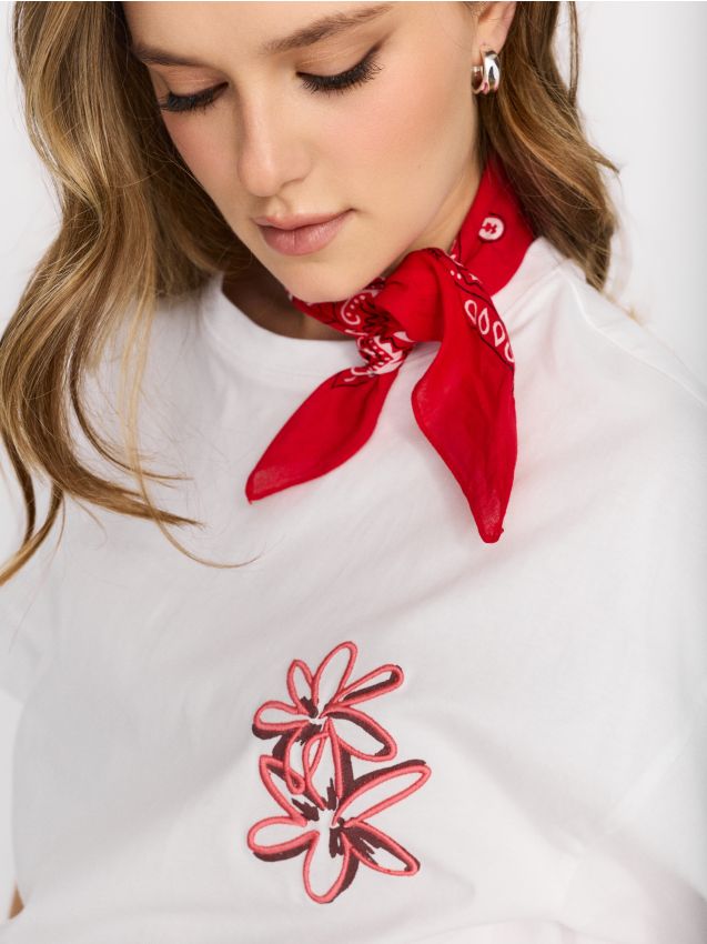 Sinsay - Tricou din bumbac cu imprimeu pe spate - alb
