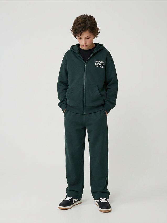 Sinsay - Pantaloni de trening cu crac larg - green spruce