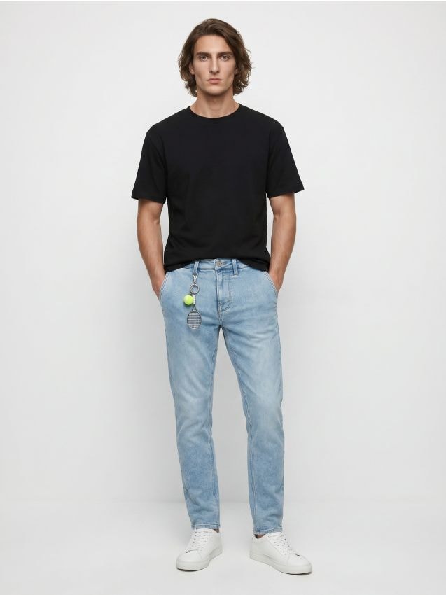 Sinsay - Blugi slim fit cu efect de spălare - albastru
