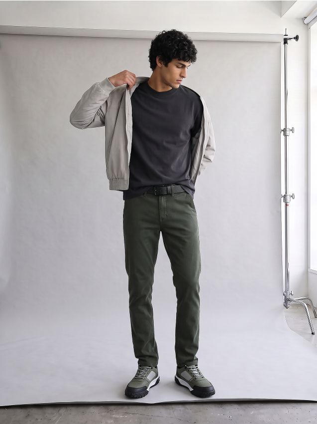 Sinsay - Blugi slim fit - verde-prăfuit