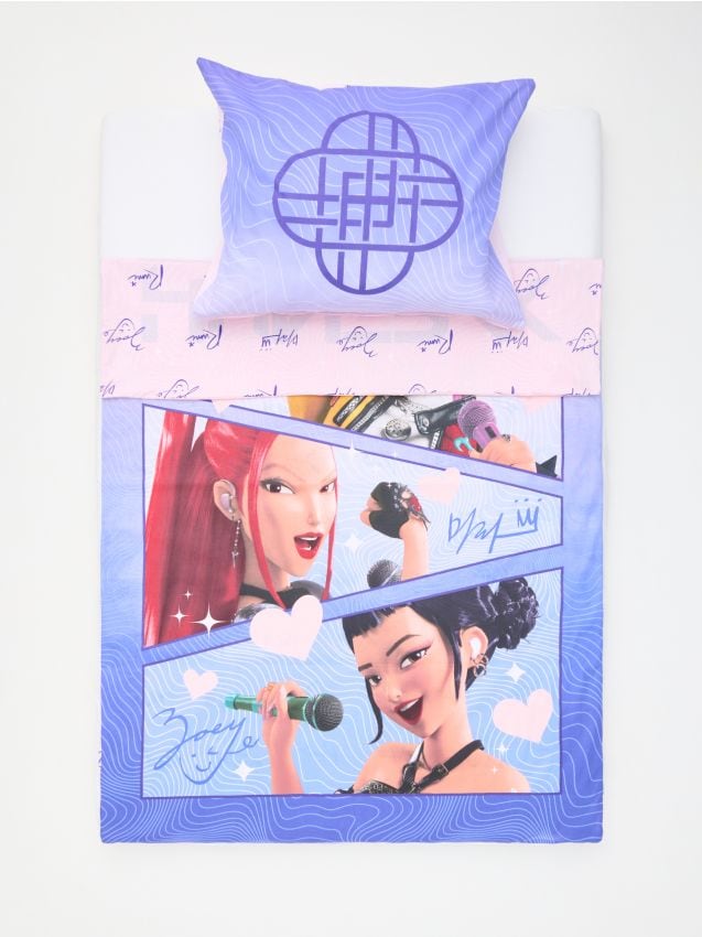 Sinsay - Set de lenjerie de pat din bumbac cu imprimeu K-Pop Demon Hunters - violet-orhidee