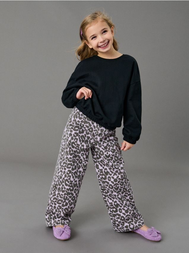 Sinsay - Jeansy wide leg w panterkę - wielobarwny