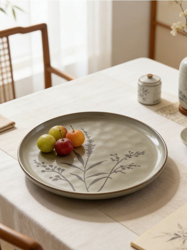 Sinsay - Farfurie cu motiv vegetal - bej