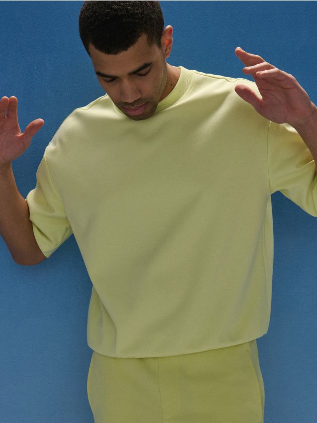 Sinsay - Bluză sport cu mânecă scurtă - galben-deschis