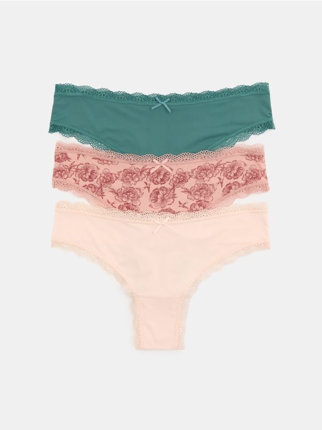 Sinsay - Stringi z koronką 3 pack - wielobarwny
