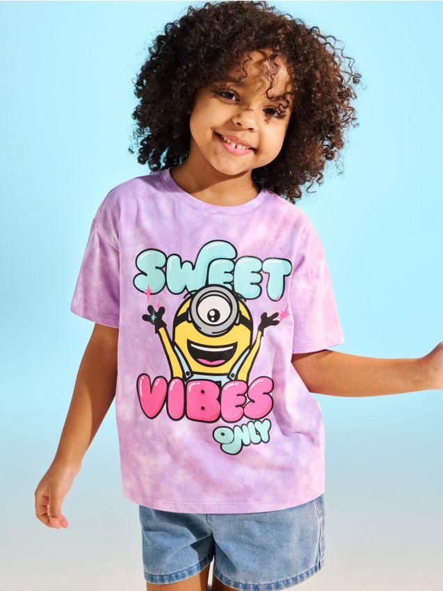 Sinsay - Tricou din bumbac cu imprimeu Minions - violet