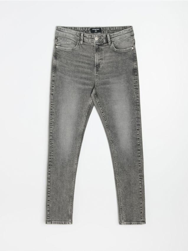 Sinsay - Blugi skinny cu efect de prespălare - gri deschis