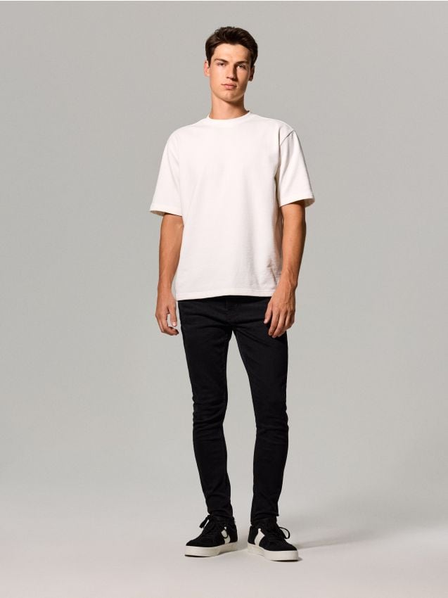 Sinsay - Blugi skinny cu efect de prespălare - negru