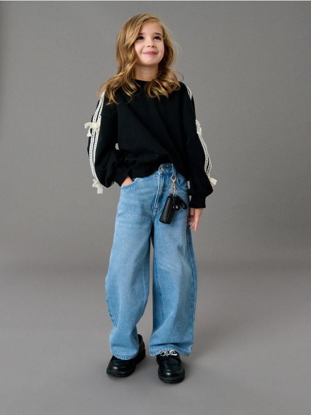 Sinsay - Klasyczne jeansy wide leg - niebieski