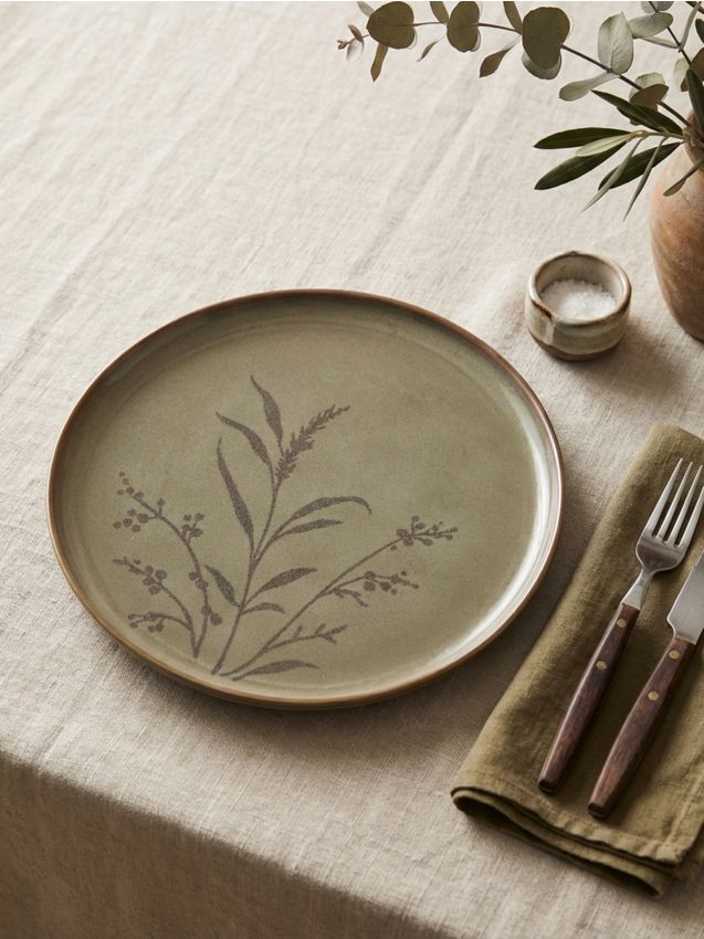 Sinsay - Farfurie cu motiv vegetal - bej