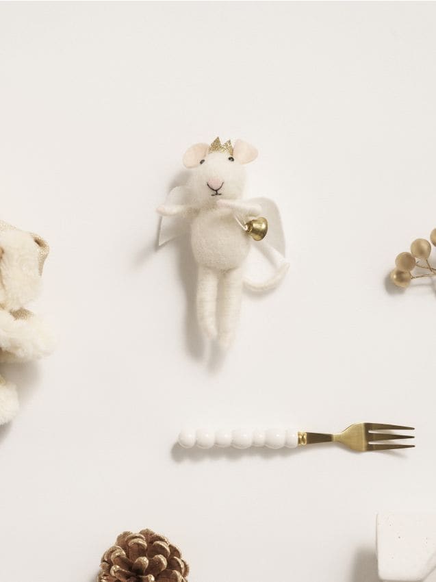 Sinsay - Vianočná dekorácia v tvare myši - biela