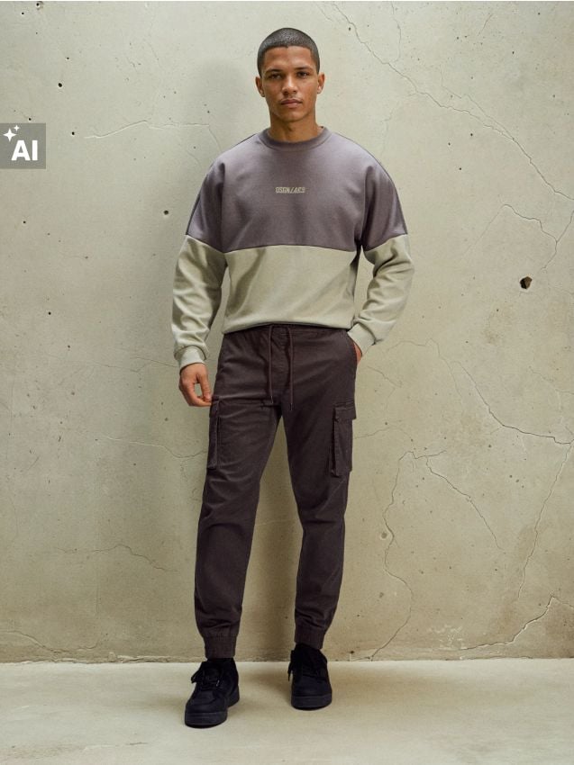 Sinsay - Pantaloni cargo jogger - verde-închis