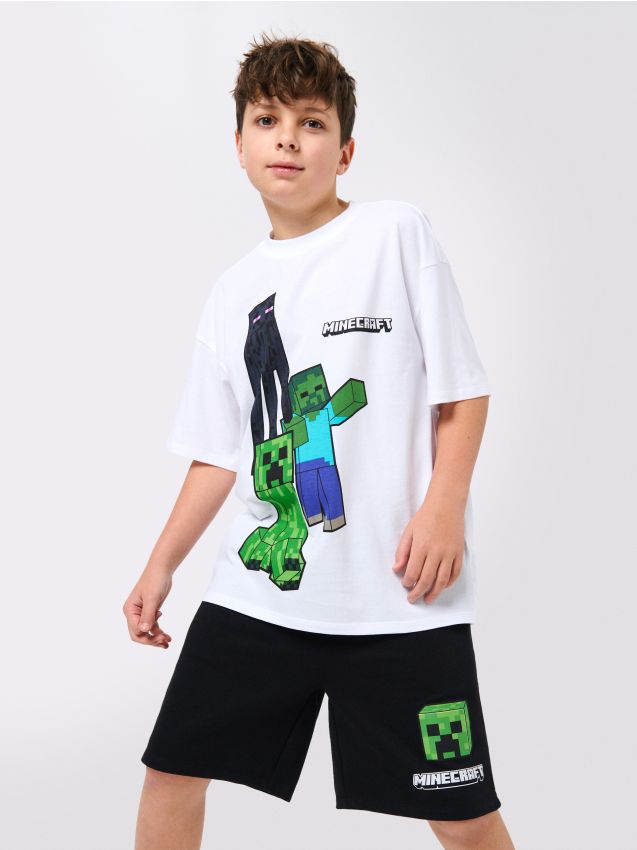 Sinsay - Komplet: koszulka i szorty Minecraft - wielobarwny