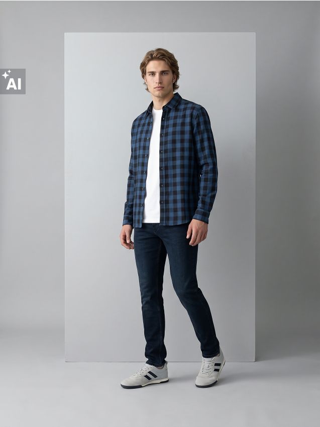 Sinsay - Jeansy chino slim fit - niebieski