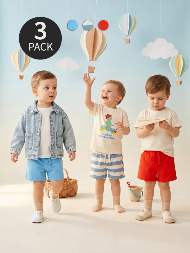 Sinsay - Pantaloni sport scurți 3 pack - Gri-albăstrui