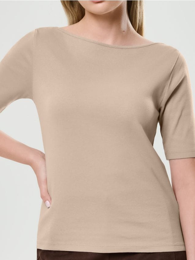Sinsay - Basic bavlnené tričko - béžová