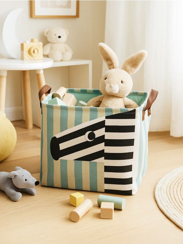 Sinsay - Úložný kôš so zebrou - bledotyrkysová