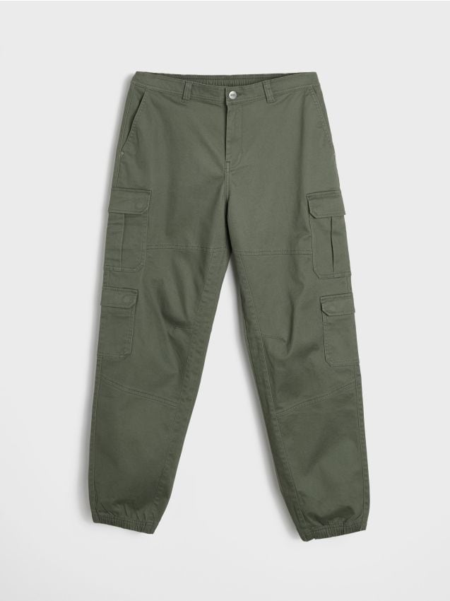 Sinsay - Spodnie cargo jogger - zielony