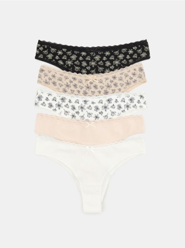 Sinsay - Chiloți brazilieni din bumbac, set 5 bucăți - multicolor