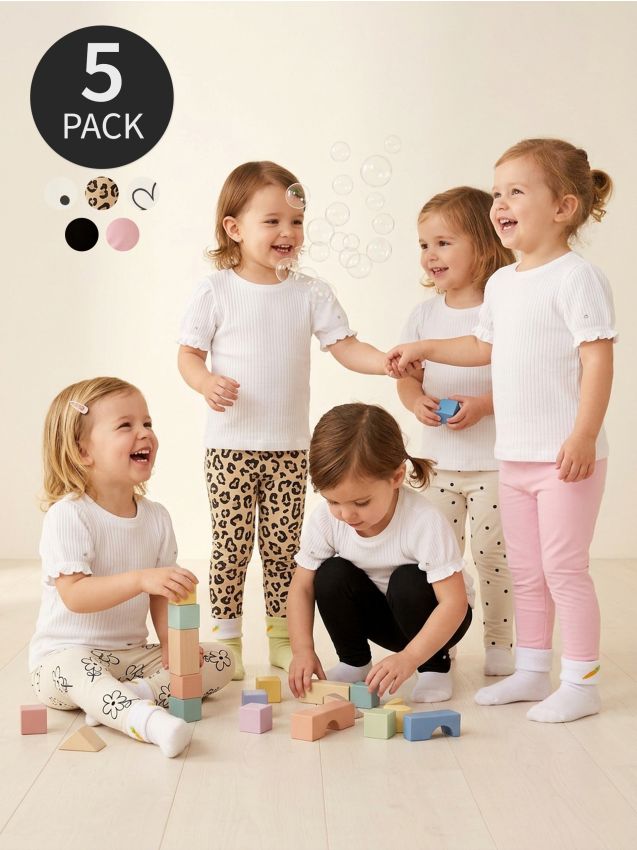 Sinsay - Colanți din bumbac, set de 5 bucăți - crem