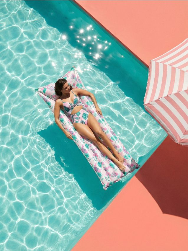 Materasso gonfiabile da acqua con motivo vegetale - multicolor