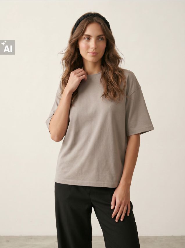 Sinsay - Tricou din bumbac cu efect de prespălare - gri deschis