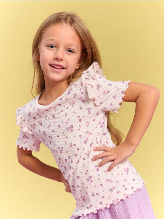 Sinsay - Tricouri reiate din bumbac cu volănașe 2 buc - multicolor