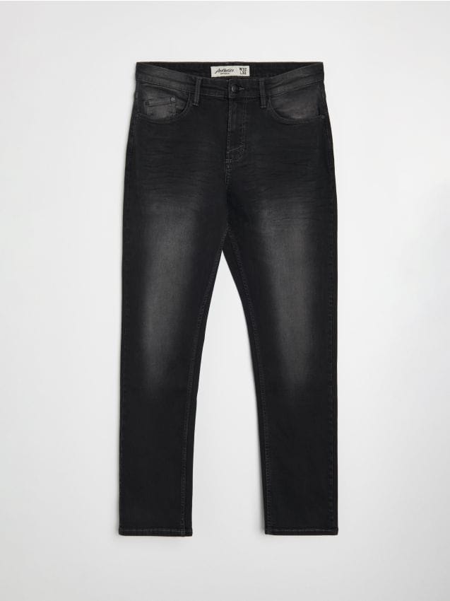 Sinsay - Blugi regular fit cu efect de prespălare - negru