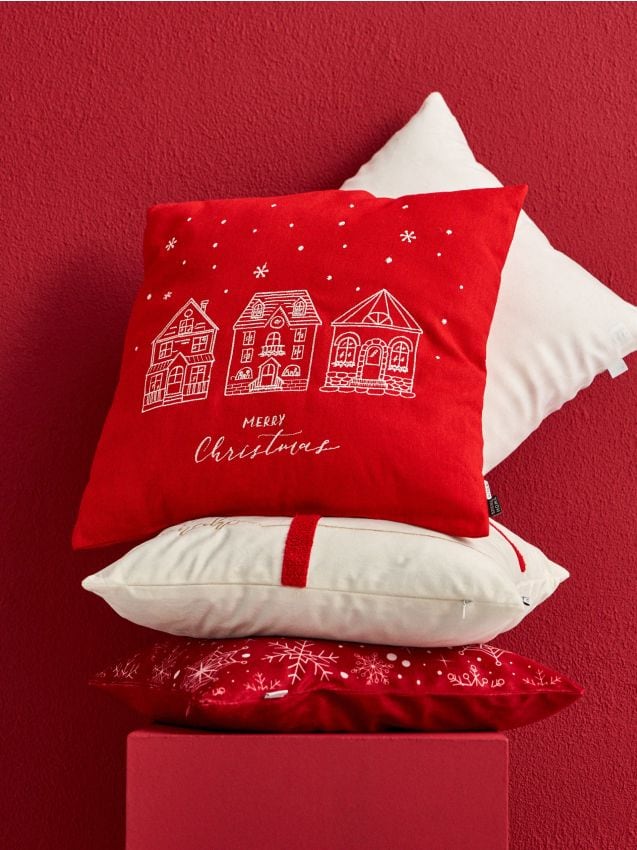 Sinsay - Dekoratívny vankúš so sviatočným motívom - červená