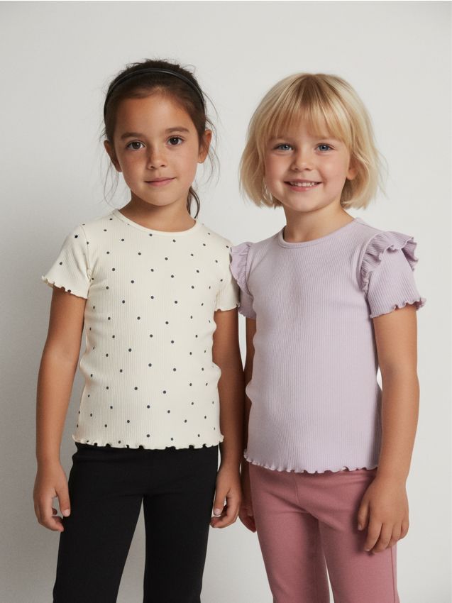 Sinsay - Tričko z prúžkovaného úpletu 2 pack - viacfarebná