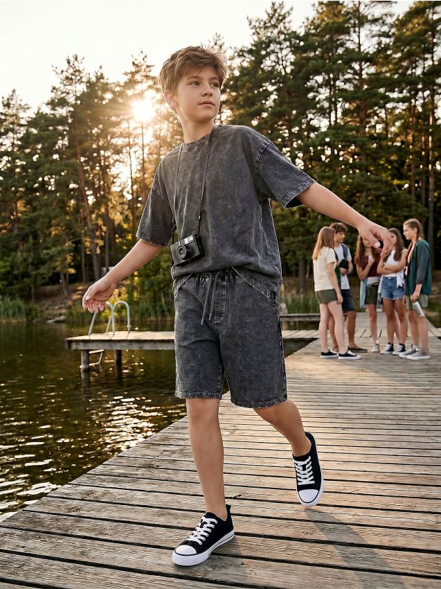 Sinsay - Set din bumbac: tricou și pantaloni scurți - multicolor