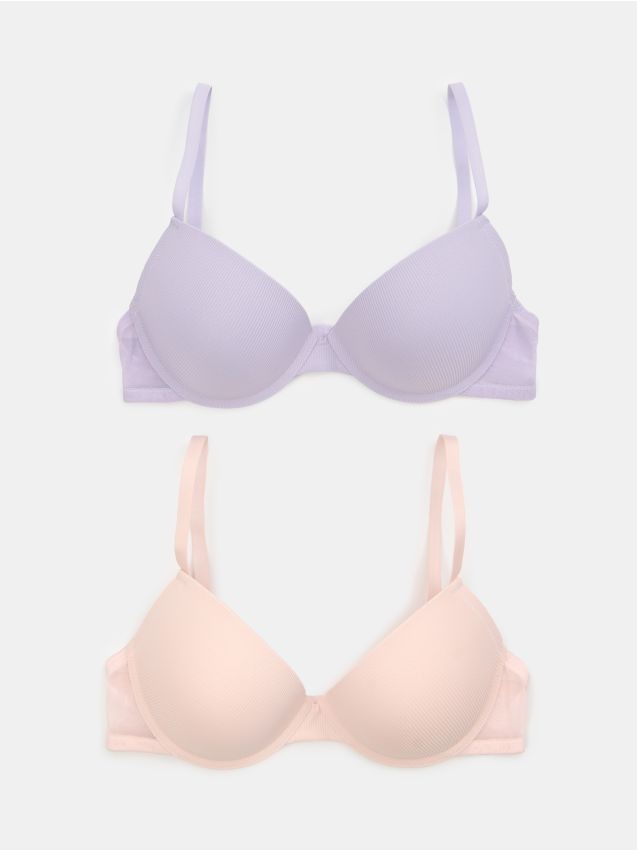 Sinsay - Zestaw prążkowanych biustonoszy push-up 2 pack - wielobarwny