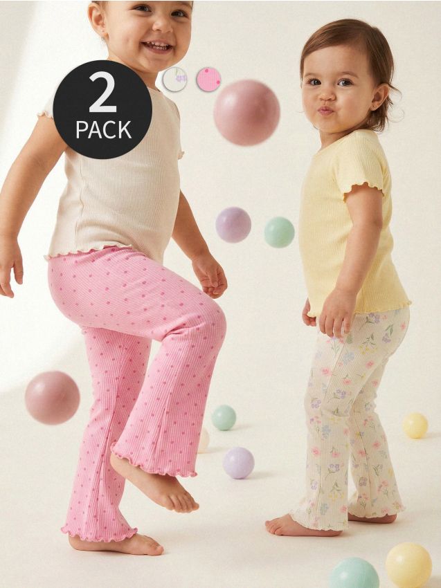 Sinsay - Legginsy w stylu flare 2 pack - kremowy