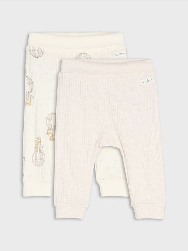 Sinsay - Pantaloni reiați din bumbac 2 pack - crem