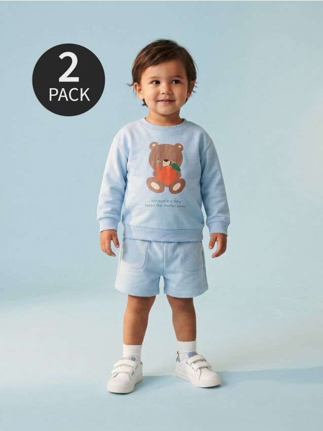 Sinsay - Pantaloni scurți din jerseu 2 pack - albastru-pal