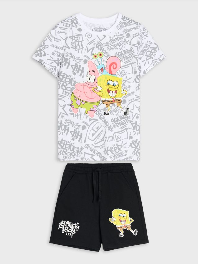 Sinsay - Compleu cu tricou și pantaloni scurți SpongeBob - multicolor