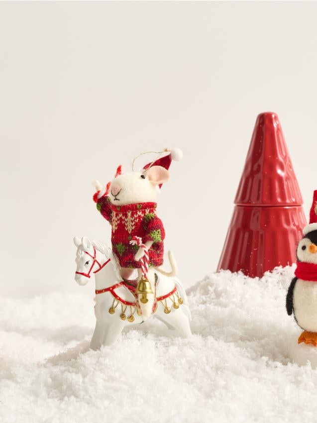 Sinsay - Vianočná dekorácia v tvare myši - červená