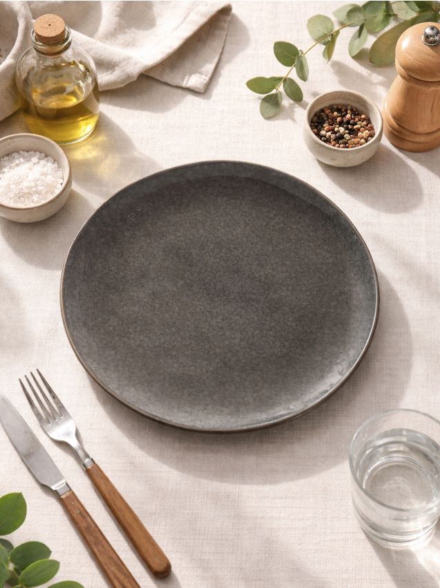 Sinsay - Farfurie plată cu model punctat - gri deschis